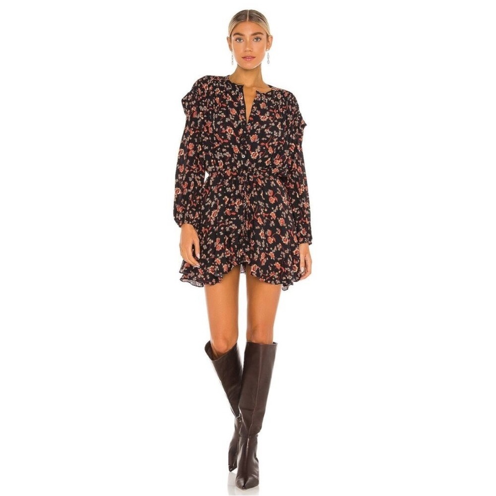 Free People Flower Fields Mini Dress in Dark Combo NWT